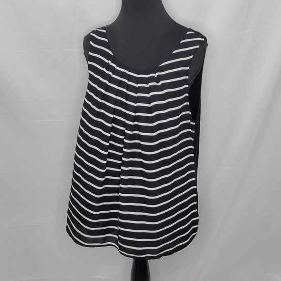 Elle Sleeveless Striped Tie Back Blouse Size L - Picture 2 of 14